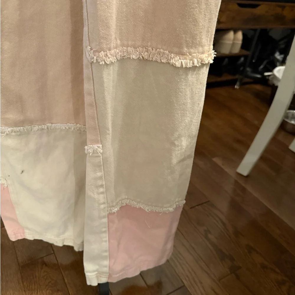 Papermoon Pink and Cream Adorable Distressed Jumpsuit Size Small - Picture 7 of 14